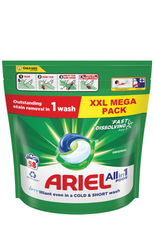 Ariel All-In-1 Fast Dissolving Pods Original - 58 Washes