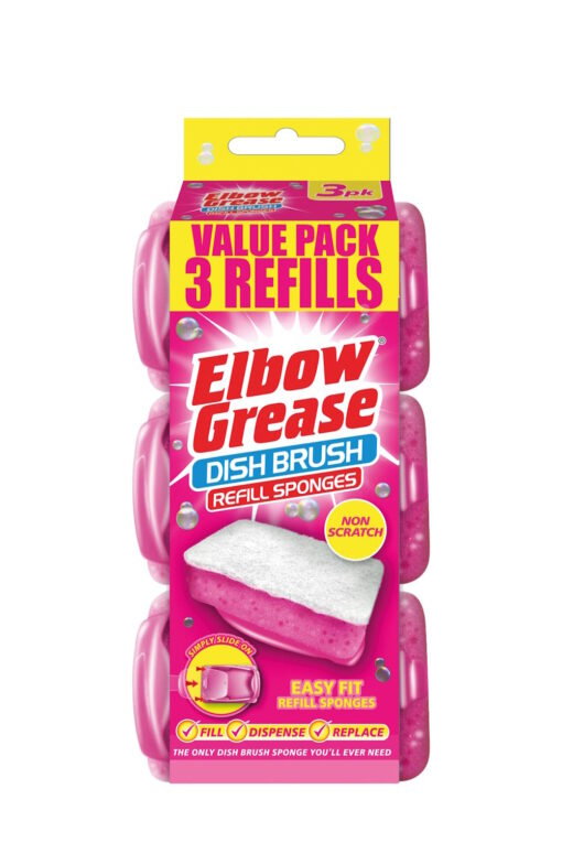 Elbow Grease Pink Dish Brush Refills - 3 Pack