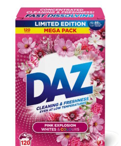 Daz Fast Dissolving Washing Powder Whites & Colours Pink Explosion 120 Washes
