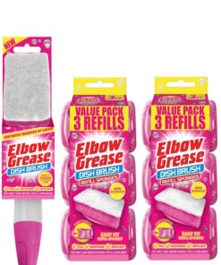 Elbow Grease Non Scratch Soap Dispenser Dish Brush & 2 Dish Brush Refill Packs
