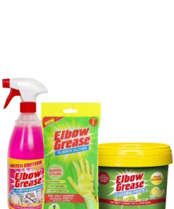 Elbow Grease All Purpose Pink Degreaser, Power Paste Cleaner & Strong Rubber Gloves