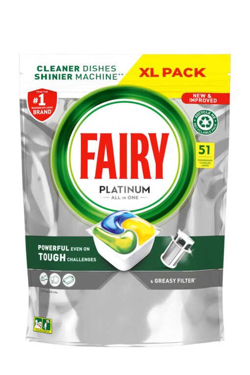 Fairy Platinum All in One Dishwasher Capsules Lemon - 51  Washes